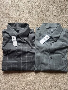 Express Men’s Dark Gray & Charcoal Button-Down Shirts - 2-Pack